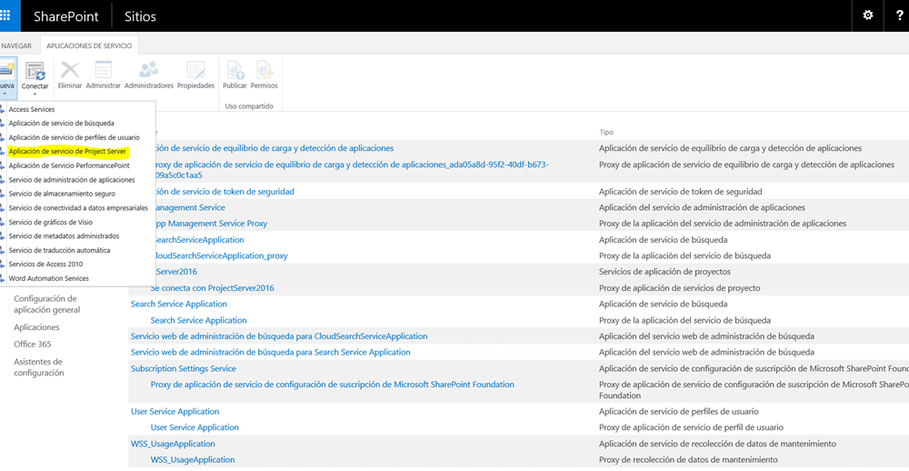 Instalar Project Server 2016 en SharePoint Server 2016